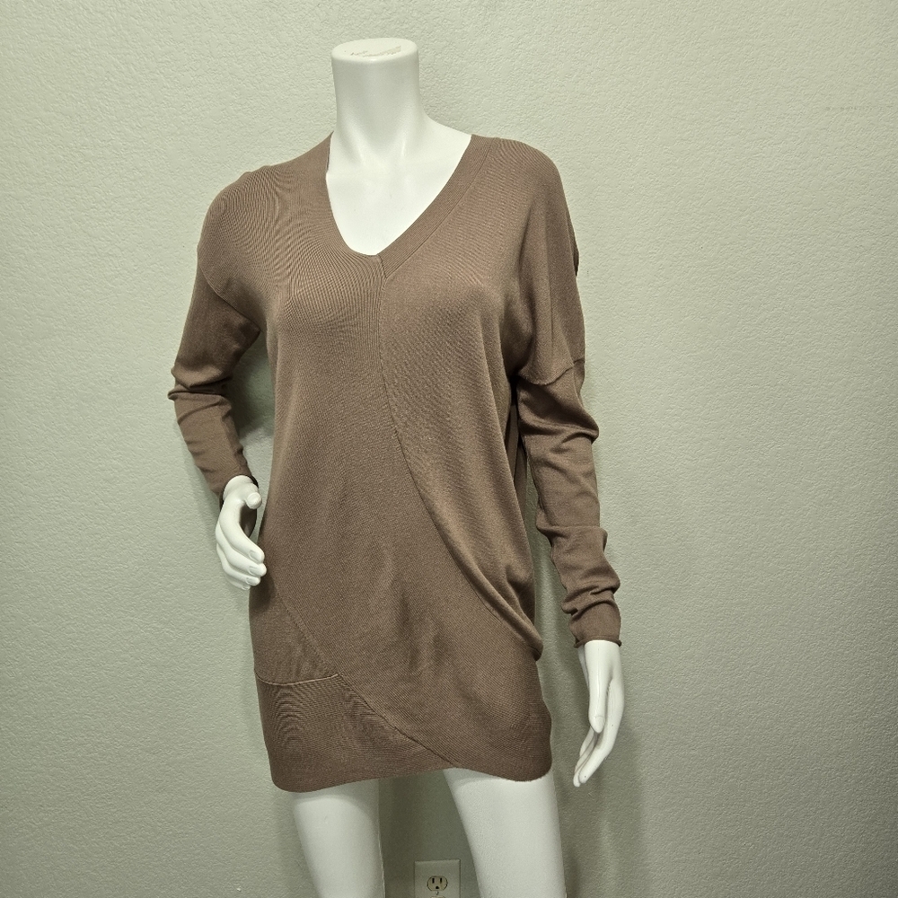 Lafayette 148 New York Tan Ribbed Tunic Sweater Size M